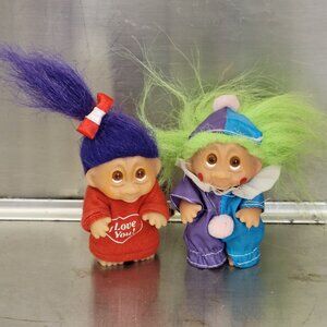 Vintage DAM Troll Dolls 1985 Clown and I Love You